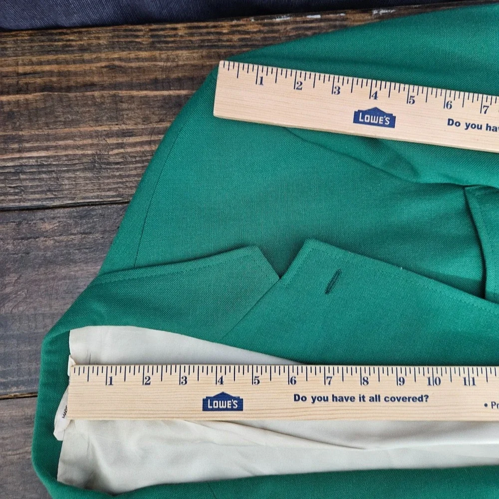 Stafford Men's Sport Coat Blazer Two Button Solid Green Poly Wool Size 46L